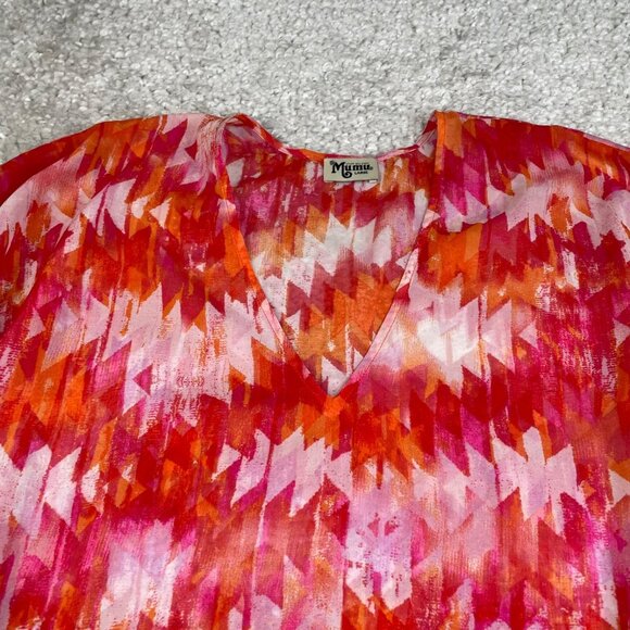 Show Mw Your Mumu Peta Tunic Magma Hot Orange Oversized - Picture 5 of 7